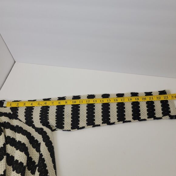 Freeway Womens Black White Stripe Gold Threads Cowl Neck Long Sleeve Sweater M - Picture 11 of 11